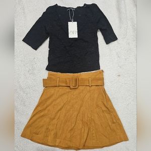 Zara suede skirt Lace crop top Bundle